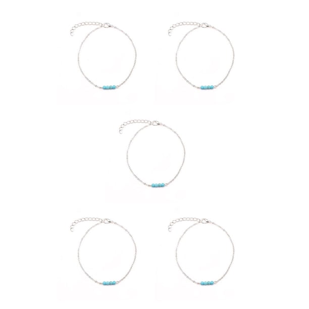 Guardurnaity Tobilleras Elegantes Ajustables Oro Plata Accesorios de Playa Regalos del Día de San Valentín de Tobillo para Mujeres Bodas Plata plata 5piezas Guardurnaity CBP253441