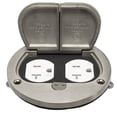 thumbnail image 2 of Enerlites 975503-S 4'' Nickel Plated Brass Hinged Floor Box Cover, 20A Duplex Tamper-Weather Resistant Receptacle, Silver, 2 of 5
