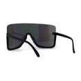thumbnail image 2 of Extra Oversized Warp Curved Shield Upside Down Half Rim Sunglasses Black Rainbow Mirror, 2 of 4