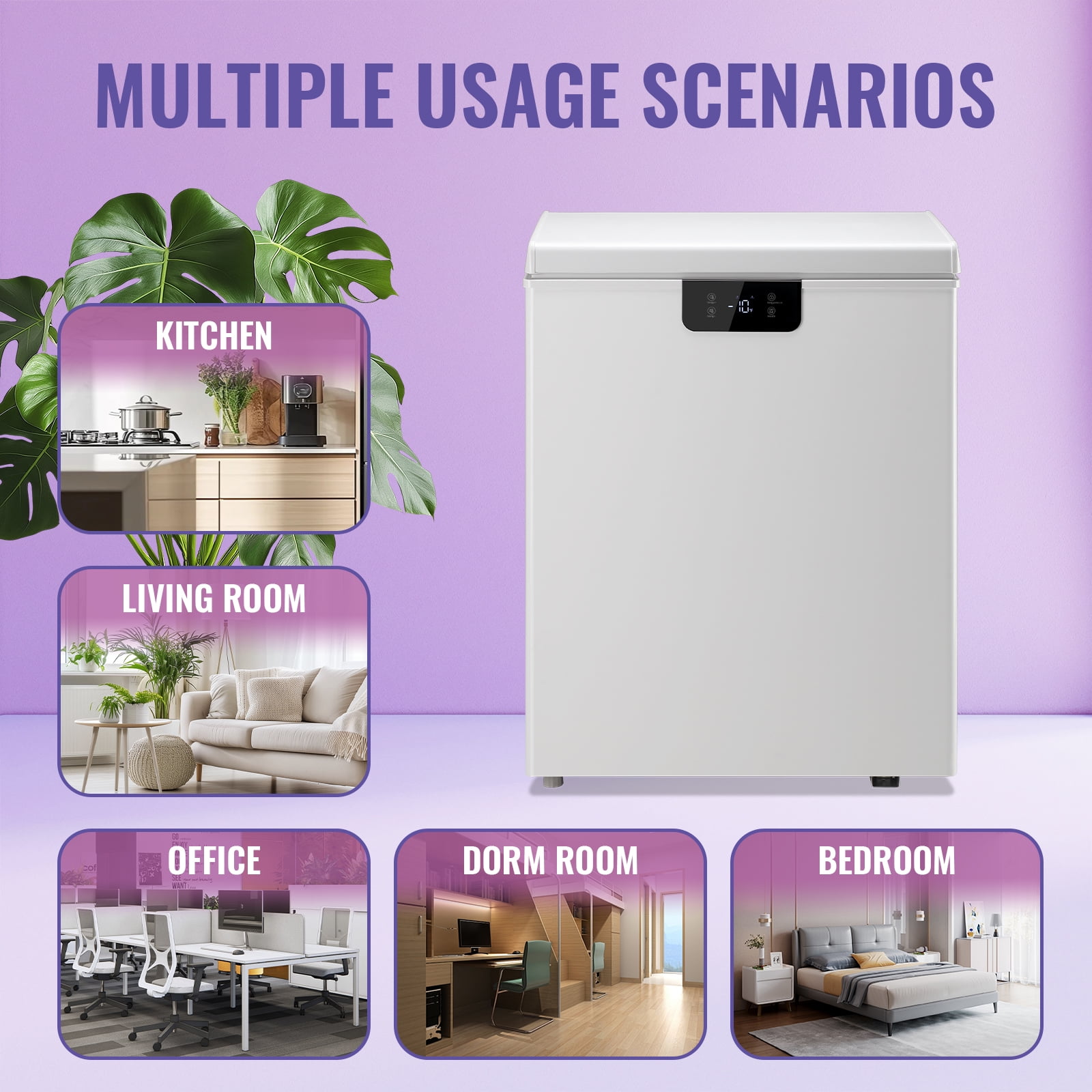 TACOOL Chest Freezer 4.5 Cu.ft Electronic Temperature Control Digital Display with 2 Removable Basket Small Mini Deep Freezer Top Open Door White