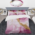 thumbnail image 2 of Designart "Essence of Pink and Gold Marble IV" Abstract Marble Bedding Covert Set - Abstract Pink Modern Bed Set With 2 Shams, 2 of 5