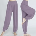 thumbnail image 2 of Audhol Flowy Pants for Women, Womens Elastic Loose Casual Cotton Soft Yoga Sports Dance Harem Pants Beach Pants for Women Wine 3XL, 2 of 5