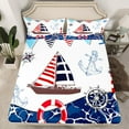 thumbnail image 2 of Erosebridal Anchor Boat Full Sheet Sets,Nautical Compass Bedding Full Size,Ocean Sea Bed Sheets Set Full Size,Lightweight Marine Room Decoration,4pcs, 2 of 7