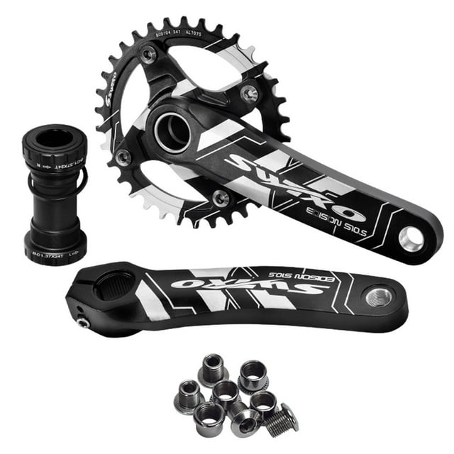 Bielas de bicicleta de montaña con disco de dientes positivos y negativos, disco de dientes huecos integrados, 32, 34, 36 y 38, biela de disco único