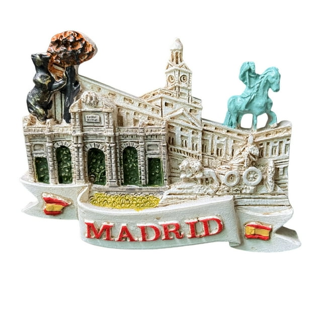 Imán para nevera Madrid Cityscape 3D, resina, recuerdo de España