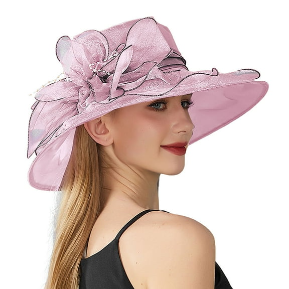 Womens Derby Hats, Audhol Vintage Organza Church Hats Elegant Fascinator Tea Party Wedding Hat Women's Big Flower Shade English Lady Elegant Temperament Sun Hat Fancy Hats for Women Purple One Size