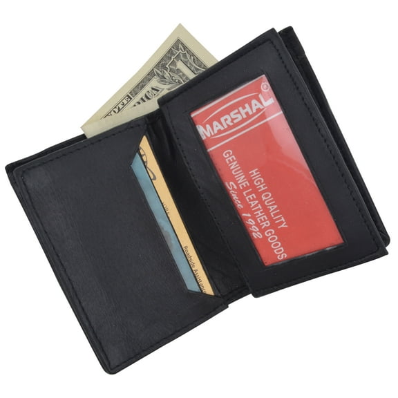 Mens Premium Leather Expandable Business Card Holder Credit Card Wallet Black