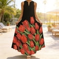thumbnail image 6 of Summer Dresses for Women Plus Size V Neck Sleeveless Maxi Sundress Flowy Floral Wedding Guest Beach Party Tank Dress, 6 of 7