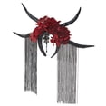 thumbnail image 2 of Diadema de flores Yuyangstore para el pelo con cuerno de antílope Rojo, 2 of 7
