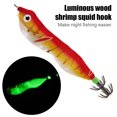 thumbnail image 4 of Señuelos de pesca con anzuelo de anzuelos de calamar con cebo de camarón de madera luminosa LED de 103mm (rojo) Likrtyny  Para estrenar, 4 of 6