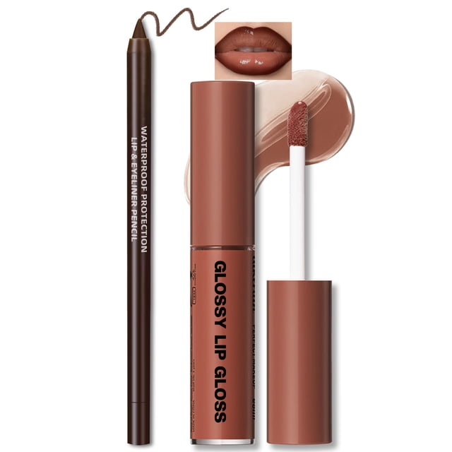 Set de brillo labial HOSAILY con delineador labial marrón hidratante
