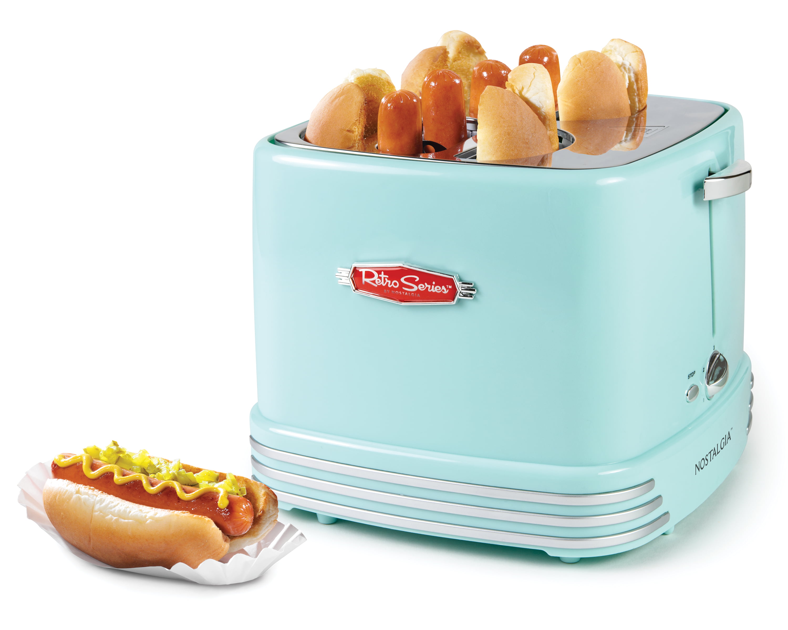 Nostalgia NHDT900AQ Pop-Up 2 Hot Dog and Bun Toaster With Mini