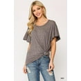 thumbnail image 5 of Solid Round Neck Frill Sleeve Top With Scoop Hem M, 5 of 8