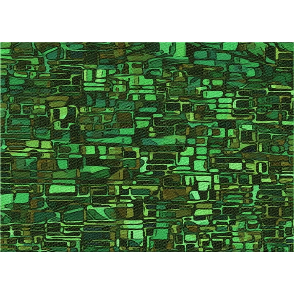 Ahgly Company Machine Washable Indoor Rectangle Transitional Dark Forest Green Area Rugs, 7' x 9'