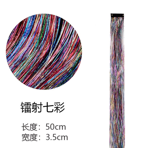 Xiao Hua Juego de 8 extensiones de cabello con clip, brillantes y con destellos de oropel, para fiestas de colores, con mechas multicolores y mezcla de colores.