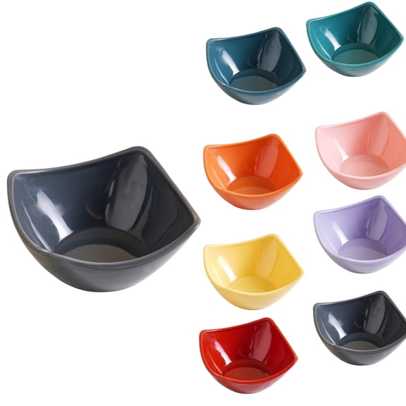 Fievgin Plastic Serving Bowls, Square Angled Mini Bowls for Salad, Fruit, Kitchen Countertop, Party & Home Table Decor