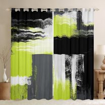 Manfei Western Artwork Black Out Curtains for Adult, Vintage Oil Printing Curtains Pack of 2 (42x63 Each), Green Grey Watercolor Bedroom Curtains, Window Curtains Room Decor