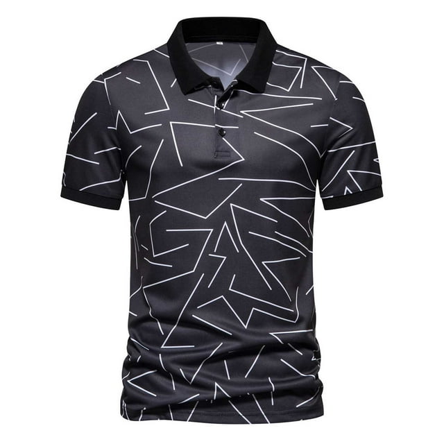 Cameland Mode Personnalité Homme Décontracté Ajusté Manches Courtes Imprimé T Manches Courtes Col Rabattu Blouse et Chemise