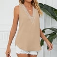 thumbnail image 6 of Idoravan Tank Tops for Women Fashion Women's Ladies V Neck Lace ing Tops Solid Color Sleeveless Blouse Vest, 6 of 7