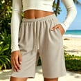 thumbnail image 6 of Xdegoge Women's Waffle Knit Shorts Casual High Waisted Bermuda Shorts with Pockets Elastic Waist Drawstring Long Sweatshorts for Summer Lounge Workout Activewear, 6 of 6
