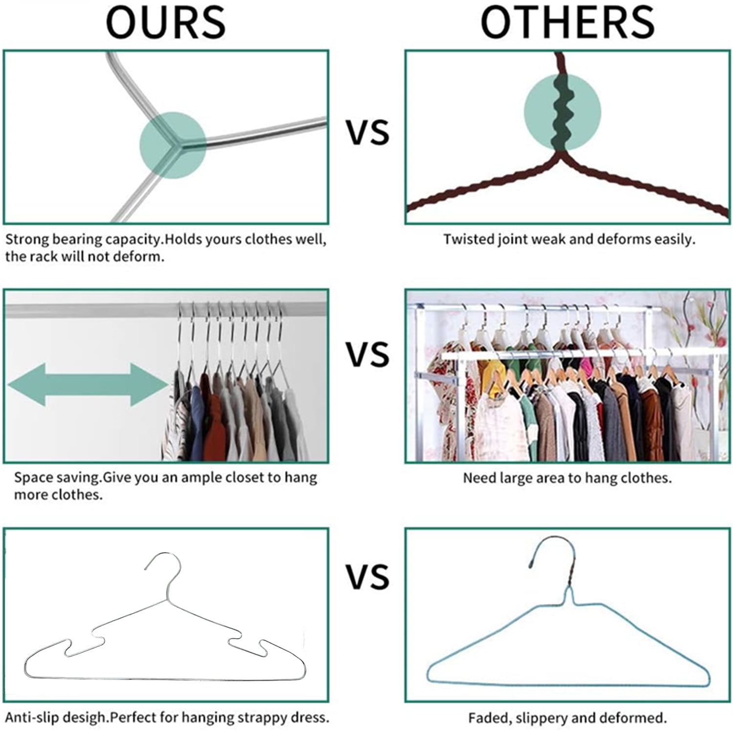 40 Pcs of Stainless Steel Wire Coat Hangers, Strong Heavy Duty Hangers for Clothing, Coats, Shirts, Jackets, Suits, Garments, Lingerie, Dresses, Pants, Jerseys
