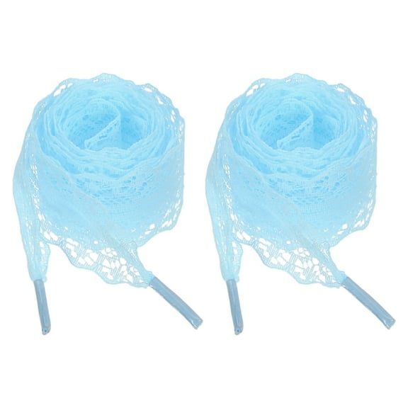 2 Pairs Flat Laces Shoelaces, 2.2CM Wide 140CM Length Lacy Shoe Laces, Blue