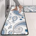 thumbnail image 2 of Kitchen Rugs Sets Of 2,Blue Paisley and Floral Pattern Anti Fatigue Kitchen Mat Rugs Non Slip Washable,Decorative Kitchen Floor Mats for Kitchen,Sink,Laundry,17"x47"+17"x47", 2 of 5