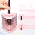 thumbnail image 3 of Sacapuntas Eléctrico Portátil de Lápiz Automático y Manual con Cuchillas Reemplazables y Pilas Adecuado para Bolígrafos y Lápices de Maquillaje (Rosa), 3 of 5