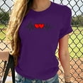 thumbnail image 4 of WREESH Fashion Women's Love Heart T-Shirts Casual Pullover Short Sleeve Graphic Tops Purple, 4 of 5
