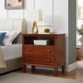 thumbnail image 6 of S-HOME Mid-century Modern Nightstand 2 Drawers Solid Wood Legs USB Ports & Outlets Bedside End Table - Elegant Storage Solution, 6 of 12