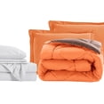 thumbnail image 3 of Mocassi Ensemble 7 Pcs Bed-in-a-Bag Couette et Draps 7 Pcs Format Grand Lit Bed-in-a-Bag, Ensemble de Draps et Couette Super Douillet, Résistant aux Plis et aux Taches, Orange/brun, 3 of 5