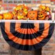 thumbnail image 4 of Bandera de jardín estampada a rayas festoneadas de Halloween | Banner de abanico de poliéster con encabezado de lona y ojales | Decoración colgante interior y exterior | 70.8x35.4 pulgadas, 4 of 6