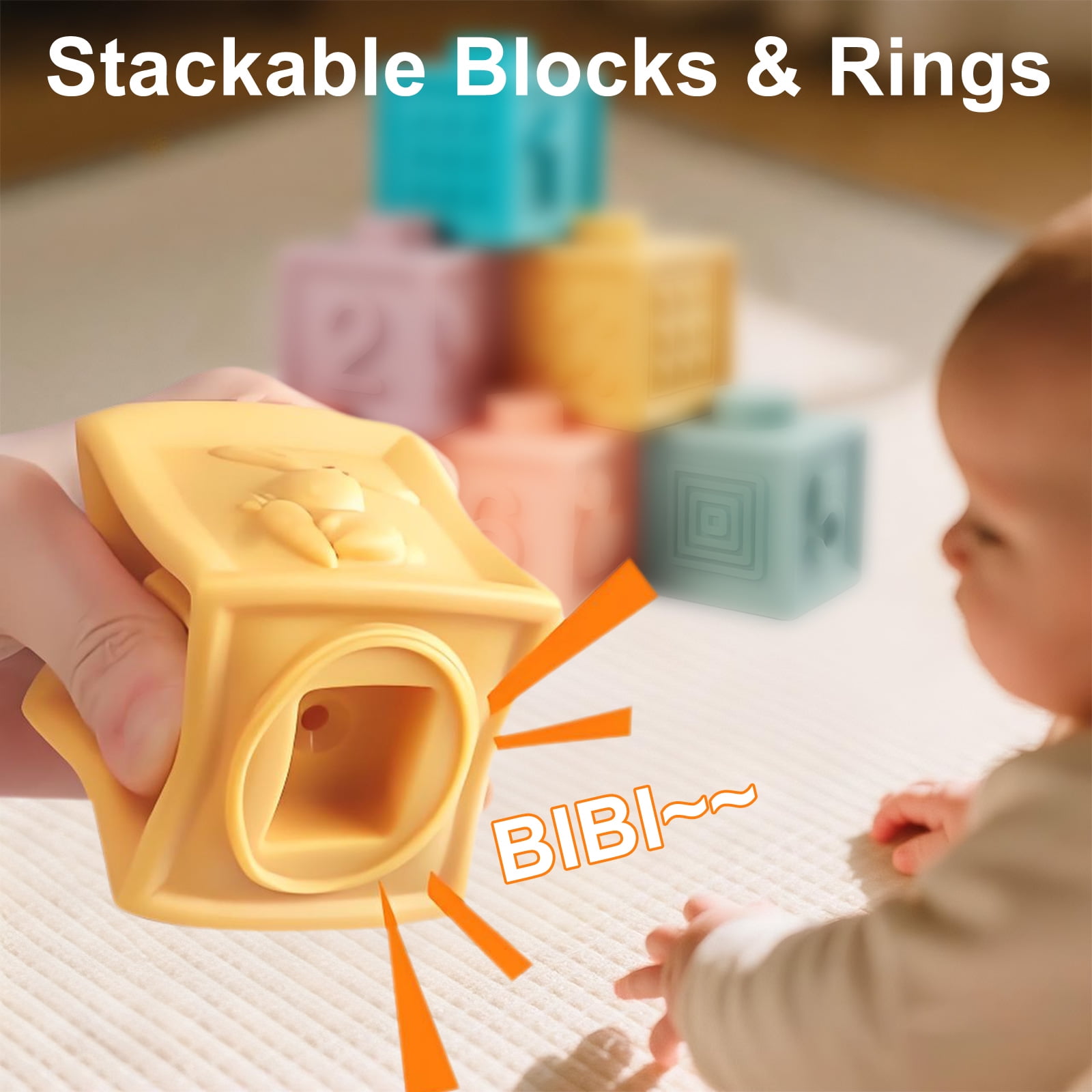 6 in 1 Montessori Baby Toys, Xylophone Musical, Infant Teethers Toys, Wooden Sorting Stacking Learning Toys Birthday Gift for Toddlers 1 2 3