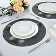 thumbnail image 4 of 15.4" Round Placemat Set of 1 Polyester Fabric Place Mats Non-Slip Dining Kitchen Table Mats for Kitchen Party Decor Brown-blue Butterfly Pattern, 4 of 5