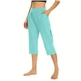 thumbnail image 2 of fnnxnal 2025 Trendy Mint Green Stretch Capris Pants for Summer with Pockets Womens Casual Comfort Fit Ladies Capri Pants S, 2 of 7