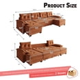 thumbnail image 5 of 109.5 Inch U-Shaped Sleeper Sofa with Pull Out Bed, 2-in-1 Convertible Sectional Couch with USB Ports and Removable Armrests for Living Room, Apartment, Orange, 5 of 9