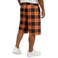 thumbnail image 5 of Casual Shorts for Men Knee Length Plaid Bermuda Shorts Lounge Beach Vacation Drawstring Wide Leg Pants with Pockets Orange S, 5 of 5