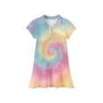thumbnail image 5 of CCRFTGI Girls Dresses Polo Dress Size 8 Short Sleeve Uniform Cute Tie Dye Pleated Flare Skater Polo Dresses Summer Button-Down Collar Picque Polo Dress Saffron 5-6 Years, 5 of 5