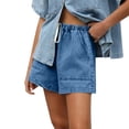 thumbnail image 2 of Gspmoly Shorts, Shorts pour Femmes de Couleur Unie Rétro Décontractés Amples avec Poches Shorts de Randonnée Femmes Liquidation Bleu Clair TTG, 2 of 6