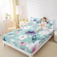 thumbnail image 4 of Homewish Cute Butterfly Child Queen Sheet Sets, Kawaii Cherry Blossoms Flat Sheet, Green Cartoon Style Queen Fitted Sheet, Luxury Bedroom Decor, 4-Piece, 4 of 7