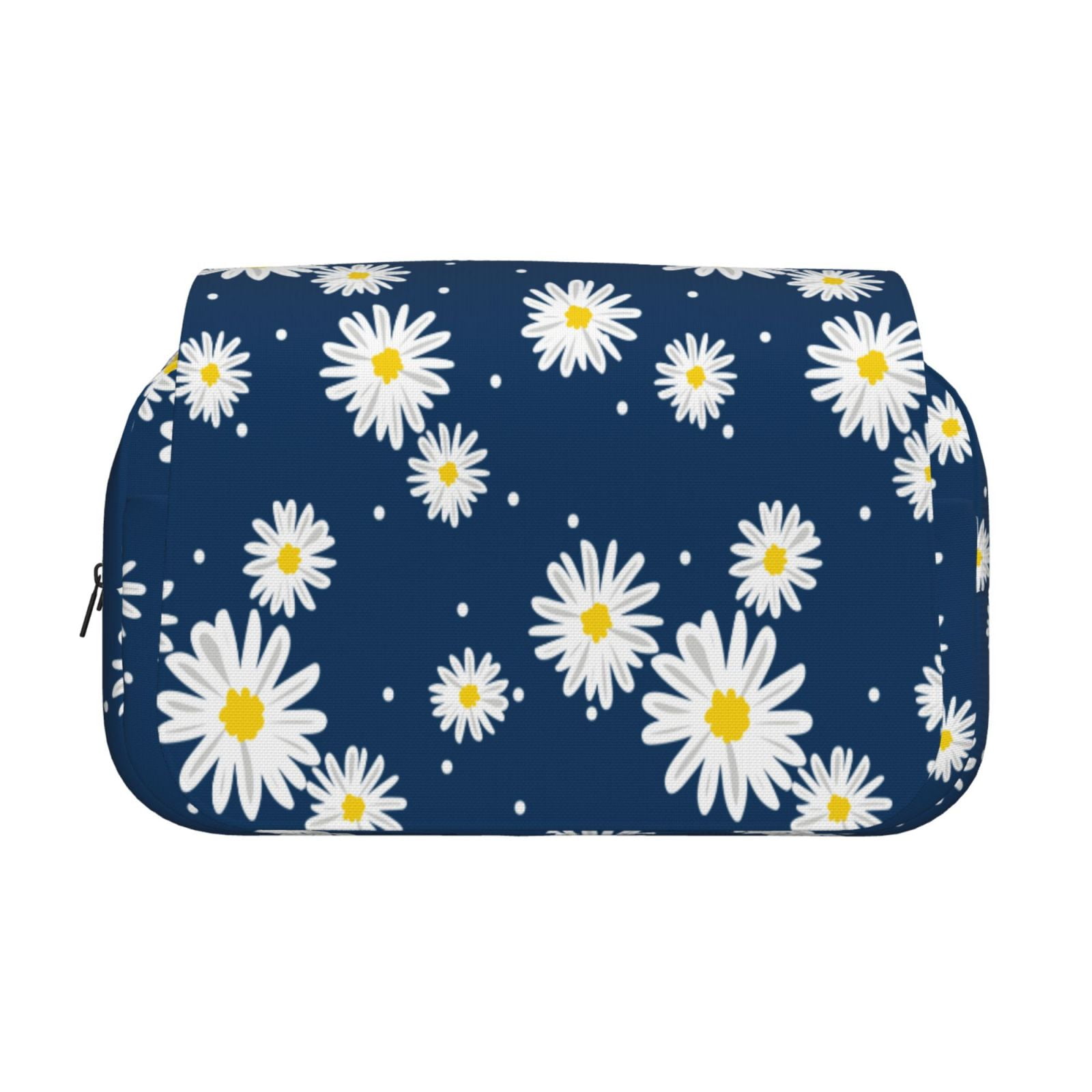 Rateoe Daisies Flowers Pattern Double Clamshell Pen Case, Storage Organizer with Two Zipper Compartments– Holds Up to 50 Pencils & Pens