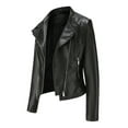 thumbnail image 2 of ASFGIMUJ Womens Leather Jackets Motorcycle Coat Short Lightweight Pleather Crop Coat, 2 of 4