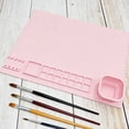 thumbnail image 2 of Silicone Painting Mat with 14 Paint Wells, Non-Stick Reusable Art Mat for Kids, Includes Brush and Cup Holders for Watercolor, Acrylic, and Oil Painting, 20x16 Inch, 2 of 4