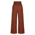 thumbnail image 5 of Lovskoo Wide Leg Pants for Women Cotton and Linen Solid Color Summer Loose Pants High Waist Straight Leg Pants Casual Pants Coffee, 5 of 9