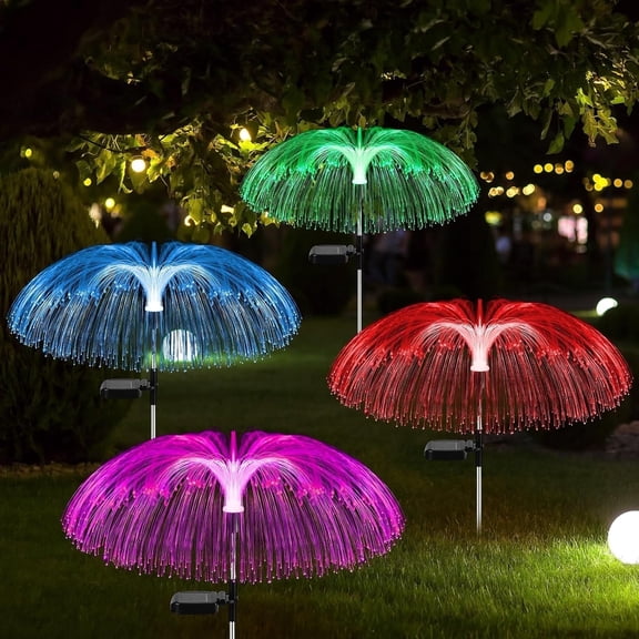 Solar Garden Lights 2 Pack New Upgraded Solar Outdoor Lights Waterproof 7 Color Changing Double Jellyfish Solar Flower Lights for Christmas Outdoor Yard Garden Decor, Gifts for Women