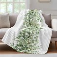 thumbnail image 3 of Sage Green Eucalyptus Leaves Throw Blanket,Flannel Fleece Blanket with Striped Design for Couch,Spring Summer Botanical Floral Soft Breathable All Season Plush Blankets for Sofa Office Travel 40"x50", 3 of 8