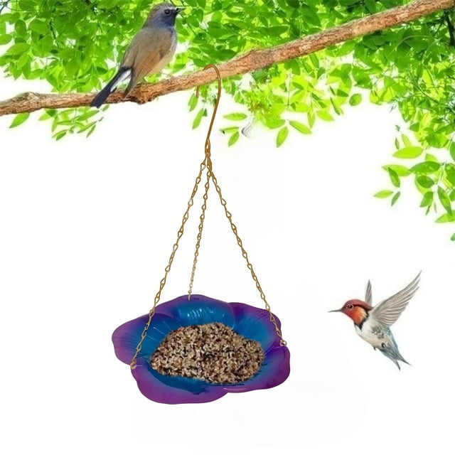 Mangeoire Suspendue pour Oiseaux, Mangeoire en Treillis Métallique Grande Capacité, Plateau à Chaîne Réglable en Treillis Fin Résistant à la Rouille et aux Intempéries pour Jardin et Cour Extérieurs