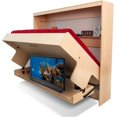 thumbnail image 1 of Hiddenbed Murphy Bed - Murphy Bed with Desk Horizontal & Vertical Pull-Out Stylish Murphy Beds, Ideal Bedroom Space Saving Furniture for Small Places (Maple Finish, Horizontal Queen), 06.03.18, 1 of 6