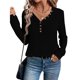 thumbnail image 3 of Camisetas de Punto Suaves y Transpirables para Mujer, con Cuello en V, Botones, Larga, Corte Holgado, Cálidas, Tipo Suéter Negro 4XL, 3 of 10