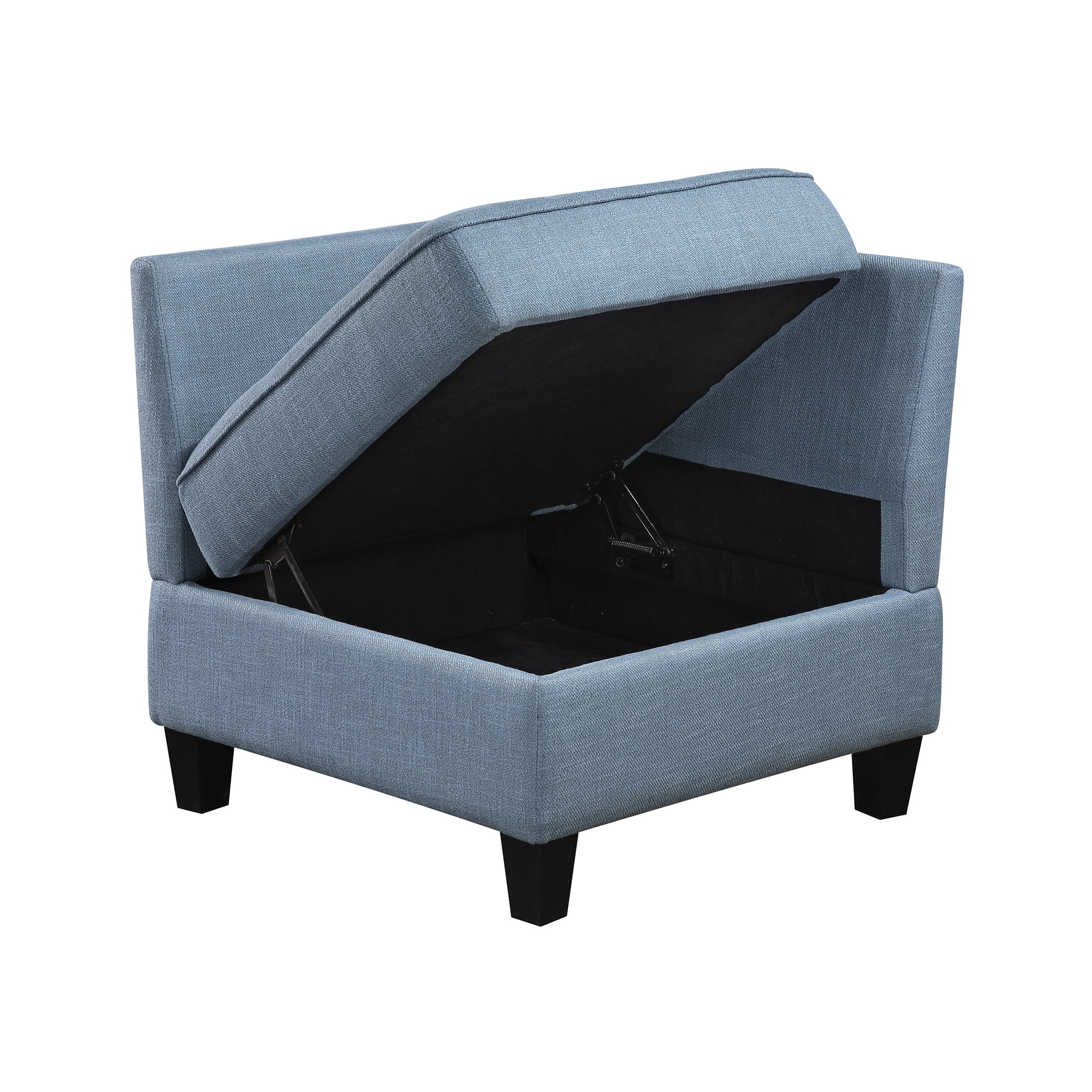 OakvillePark Silvercross Textured Fabric Corner Seat with Storage, Module for Modular Sectional Sofa, Blue